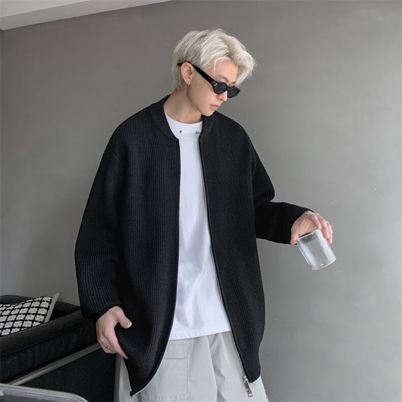 ！棒球领双拉链开衫针织毛衣男CP16-特p55,男装针织衫/毛衣,电商B371
