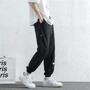 春夏运动休闲裤男直筒垂感ins潮牌港风华夫格九分裤K2976P30图片
