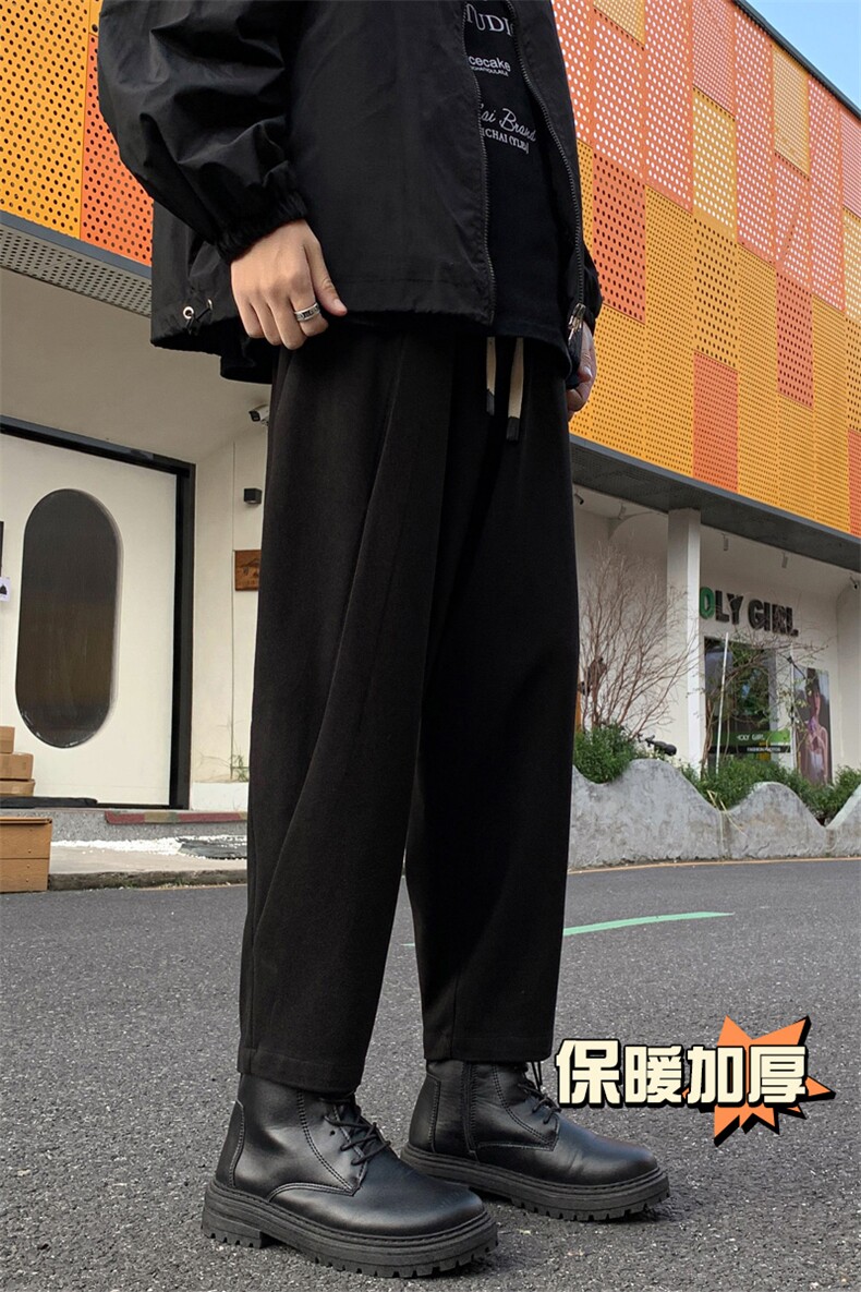 冬季新款加厚抗起球呢料哈伦裤宽松大码休闲萝卜裤小脚男872-P65,男装休闲裤,电商C305A