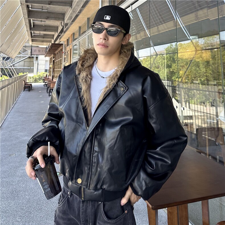 小众复古大毛领座山雕棉服外套冬季保暖双面皮毛一体机车棉衣,男装棉衣,电商C307