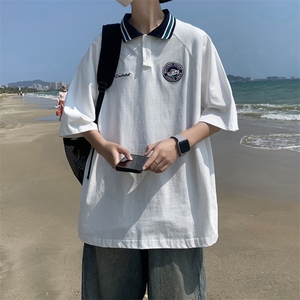 T323-P31夏季宽松型刺绣polo冰丝五分袖图片