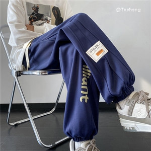 春季新款男生港风新款发泡字母印花宽松卫裤B315-K23464-p50控68图片