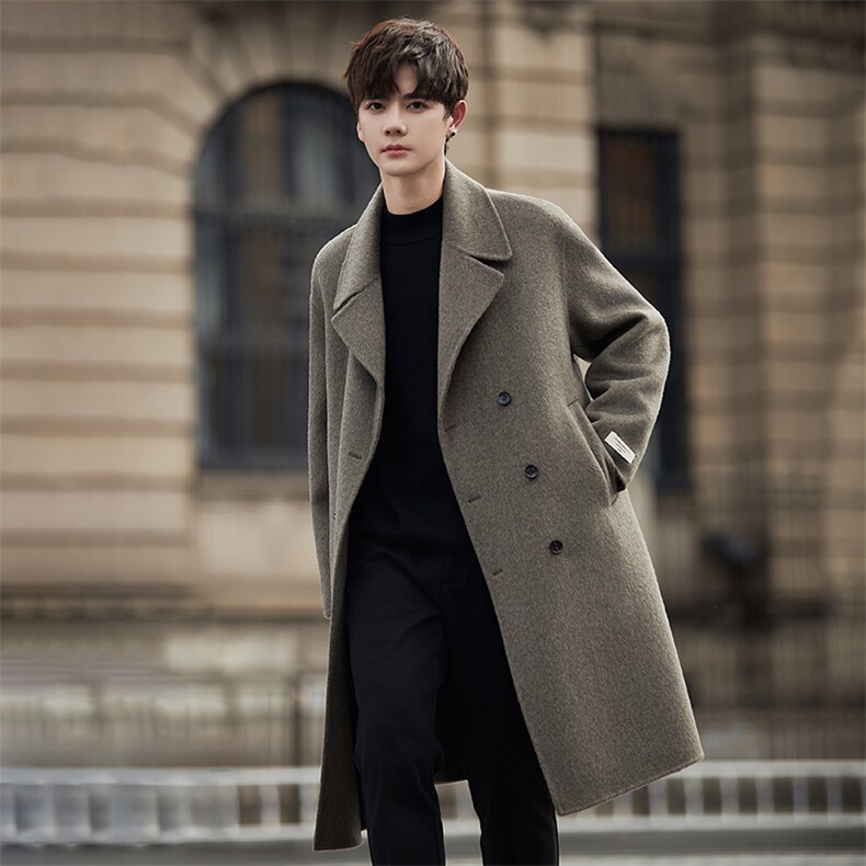 高端双面羊绒大衣男秋冬季2025新款中长款休闲宽松外套N7015P360，男装毛呢大衣，电商A355（原A415）