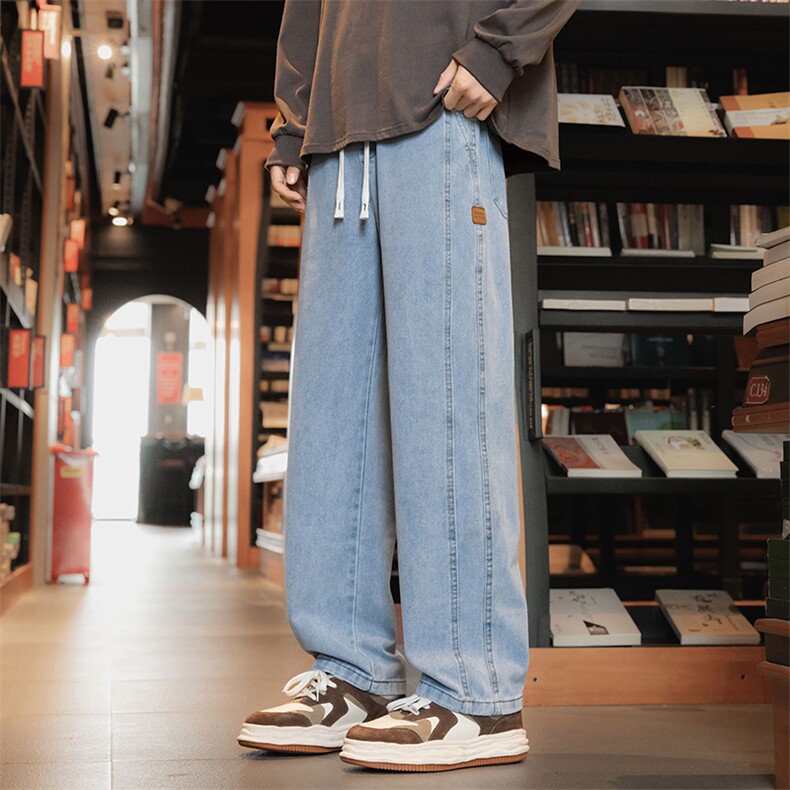 复古牛仔裤男士秋冬新款潮牌美式阔腿宽松直筒休闲裤子K893-P45特,男装牛仔裤,星座610（原A335）