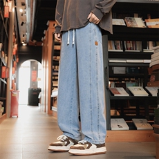 复古牛仔裤男士秋冬新款潮牌美式阔腿宽松直筒休闲裤子K893-P45特，男装牛仔裤，星座610（原A335）