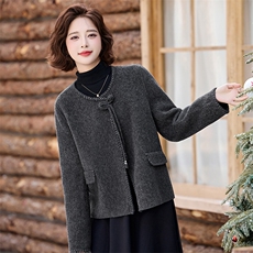 小个子双面羊毛呢大衣女2025春秋新款气质短款小香风圆领呢子外套，女装双面呢大衣，衣之秀