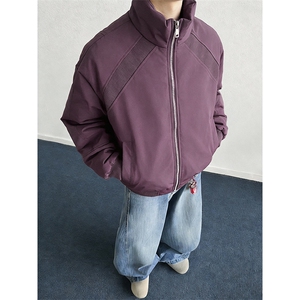 高品质春装新款老钱风美式高街解构立领棒球服飞行夹克潮休闲外套图片