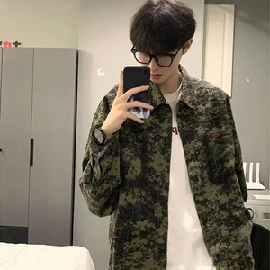 C4554-P32 2025美式复古扎染衬衫男生宽松大码衬衣外套图片