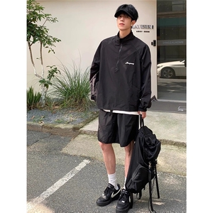 速干透气防晒服套装美式宽松短裤跑步休闲运动服两件套TZ114图片