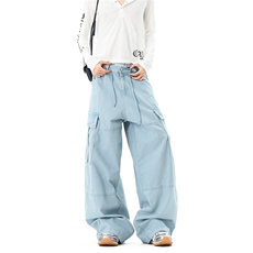 【现货】美式清新蓝色大口袋工装裤XZ502-K865-P65控98，男装工装外套，星座502