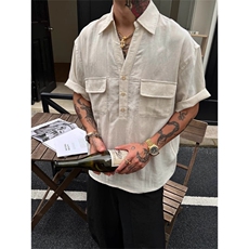【量大价优】天丝亚麻套头衬衫T恤ootd穿搭CS08001P55，男装T恤，星座1004（原星座815-3）