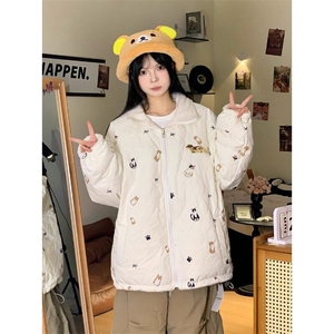 复古狗狗印花双面穿棉服外套双面穿面是小牛津1400号棉内是羊糕绒图片