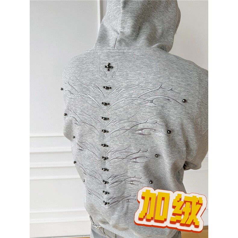 美式重磅Cleanfit复古加绒加厚刺绣连帽卫衣男LY74500-P50 加绒55图片