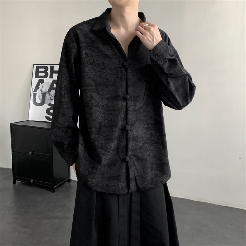 2025秋冬新款灯芯绒清明上河图新中式盘扣唐装汉服2535-P60,男装民族服装,电商A057