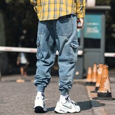 2021春季新外景日系大码男潮流工装九分裤束脚牛仔裤K002-P65，男装牛仔裤，电商A001