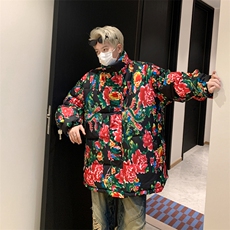 冬季2024美式潮牌大花棉袄棉服外套男加厚宽松棉衣，男装棉衣，星座716-4