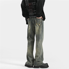 xz905-2-N2321#P55-（控88）春季美式高街水洗微喇牛仔裤，男装牛仔裤，星座905-2