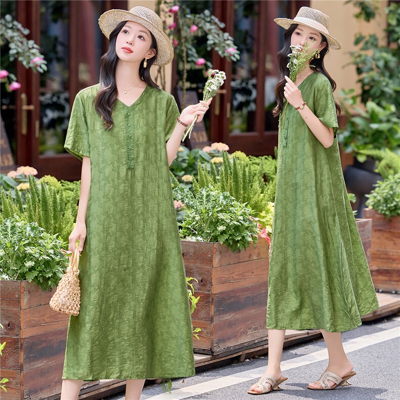【2026夏季女装新款】时尚舒适宽松中长款连衣裙,女装连衣裙,缘衣格