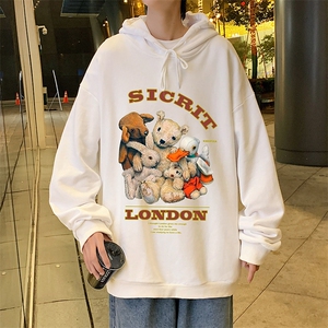 WY2216-P35  纯棉连帽卫衣男大码运动帽衫宽松薄外套男图片