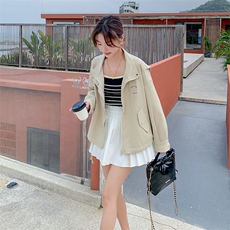 卡其色短款外套女小个子2024春秋季新款高级感工装夹克休闲风衣潮，女装短外套，辉之琳