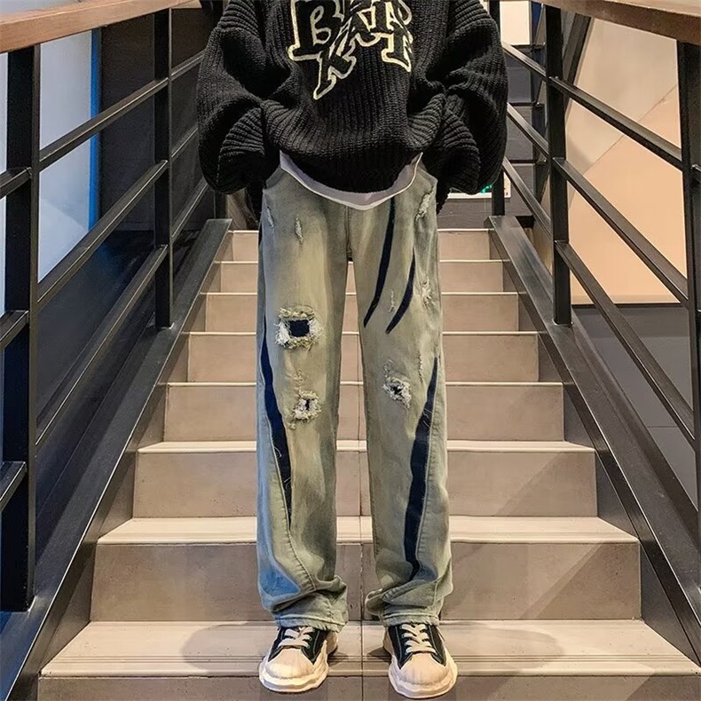 牛仔裤男春季潮大码休闲裤子高街G3089P43,男装牛仔裤,星座1116-2