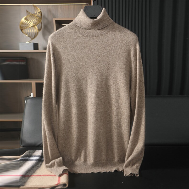 高品质男士羊绒高领毛衣简约百搭保暖舒适尽显绅士风范，男装羊绒套衫，台绒羊绒