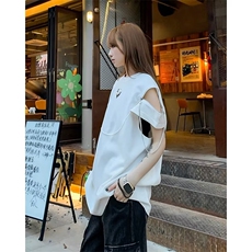 设计感正肩t恤上衣女夏款袖子拉链宽松美式高街半袖X15-P46，男装T恤，星座1001-1