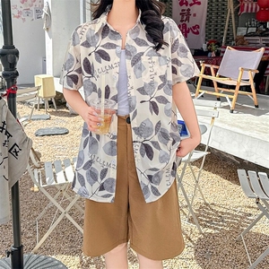 海边度假风短袖花衬衫女夏威夷ins超仙沙滩衬衣复古港风CS130/P30图片