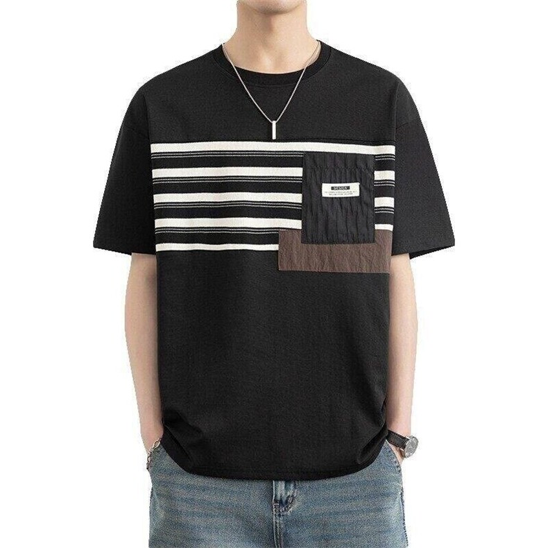 25171-特P40夏季休闲时尚T恤男短袖打底衫个性拼接撞色短袖t恤男,男装T恤,电商D310B-1