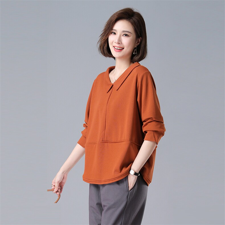 时尚百搭宽松打底衫舒适休闲显瘦长袖T恤,女装T恤,秋牧寒烟