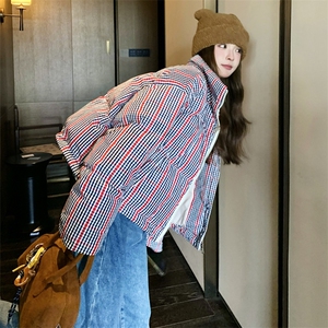 大货 90白鸭绒外套红色格子羽绒服2C158-8626-P255-K358图片