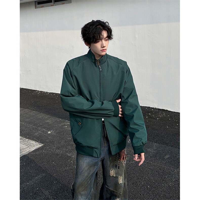 8XL-M美式复古棒球服外套男特大码潮牌双拉链立领夹克衫JK005P85,男装夹克,电商B312