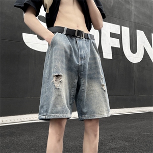 夏季潮流牛仔短裤男时尚宽松直筒复古重工牛仔五分裤DK0911-P35图片