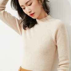 半高领毛衣女内搭秋冬2024年新款修身显瘦长袖紧身短款，女装针织衫/毛衣，皓宇羊绒