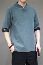 2021夏季中国风男装大码短袖复古中式唐装棉麻t恤6008-1/T061/P50，男装T恤，电商A008