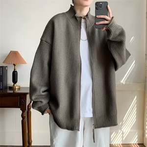 开衫毛衣男款秋冬季慵懒风针织衫外穿男士拉链线衣服外套 M2404图片