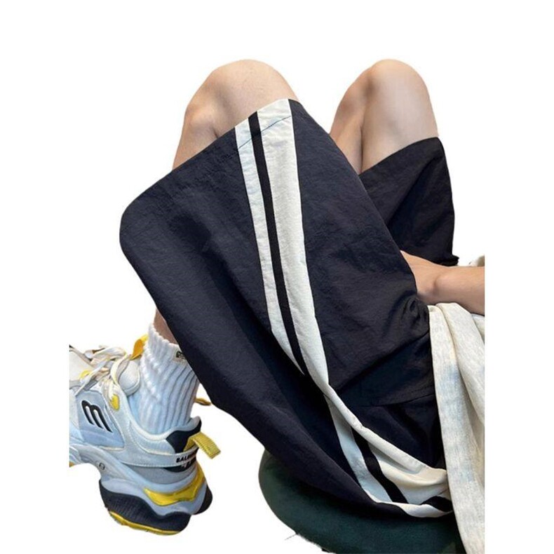 V024-P28条纹速干短裤男女夏季篮球运动五分裤宽松休闲裤子,男装牛仔裤,星座911-1