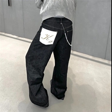 美式原牛高街复古休闲牛仔裤男女cleanfit百搭宽松阔腿垂感长裤子，男装牛仔裤，四季星座505