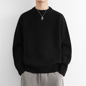 宽松针织打底衫上衣新款冬季男士圆领套头毛衣青年时尚百搭图片