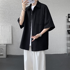 8XL-M泡泡纱盐缩肌理短袖衬衫男夏季冰丝外套防晒衬衣DC28011P36，男装衬衫，电商B312