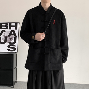 中式盘口粉色新中式盘扣外套男女刺绣中式复古盘扣新年复古衣裳图片