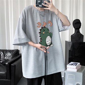 HT73037-P22 华夫格t恤男短袖男大码五分袖  短句风图片