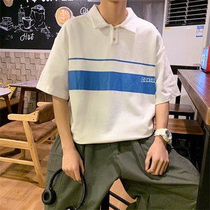 夏季港风Polo衫t恤男翻领ins潮原宿风bf半袖体恤衫上衣 T677-P28图片