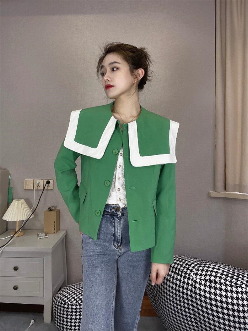 娃娃领西装外套，女装西装，戈朴