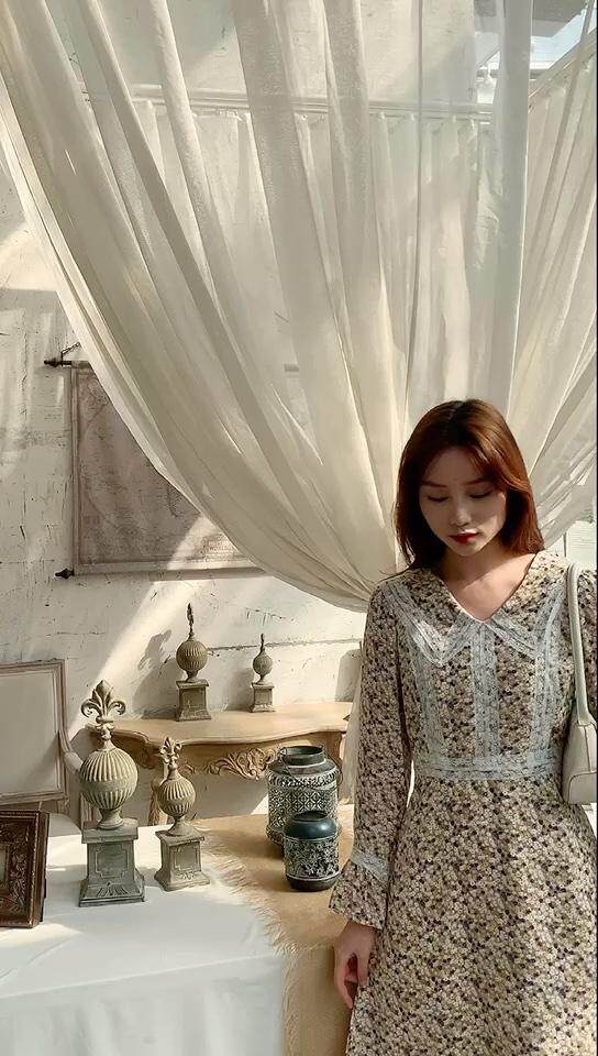 【现货】新品现货春季韩版花边碎花连衣裙，女装连衣裙，布萱