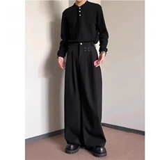 高级感痞帅西裤男冬季新款加绒宽松阔腿西装子LZY3355-p38加绒43，男装西服套装，星座1008