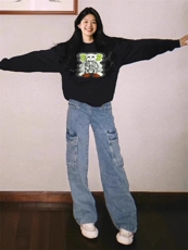 2025年秋季套头长袖时尚百搭通勤简约休闲，女装卫衣/绒衫，花可