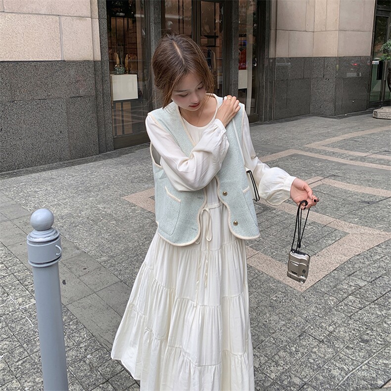 2023年秋季新款韩系甜美百搭两件套套裙B190-82502-P155-K218,女装套装/套裙,一九零