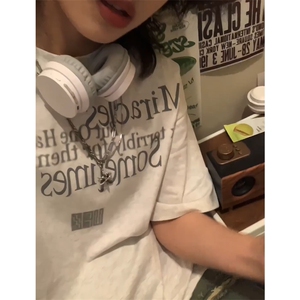 网图有货 美式高街字母印花纯棉t恤男女设计感夏季短袖 A430-P25图片