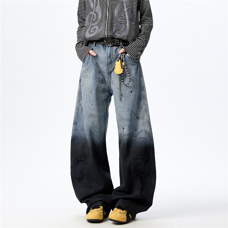 WD920现货风格店数据渐变洗水弯刀牛仔裤(P65X98)3,男装牛仔裤,电商C315